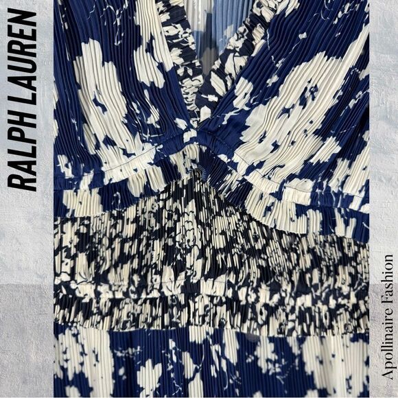 POLO RALPH LAUREN FLORAL TIERED RUFFLED MIDI DRESS SIZE 6 IN BLUE AND WHITE NWT - Picture 7 of 7